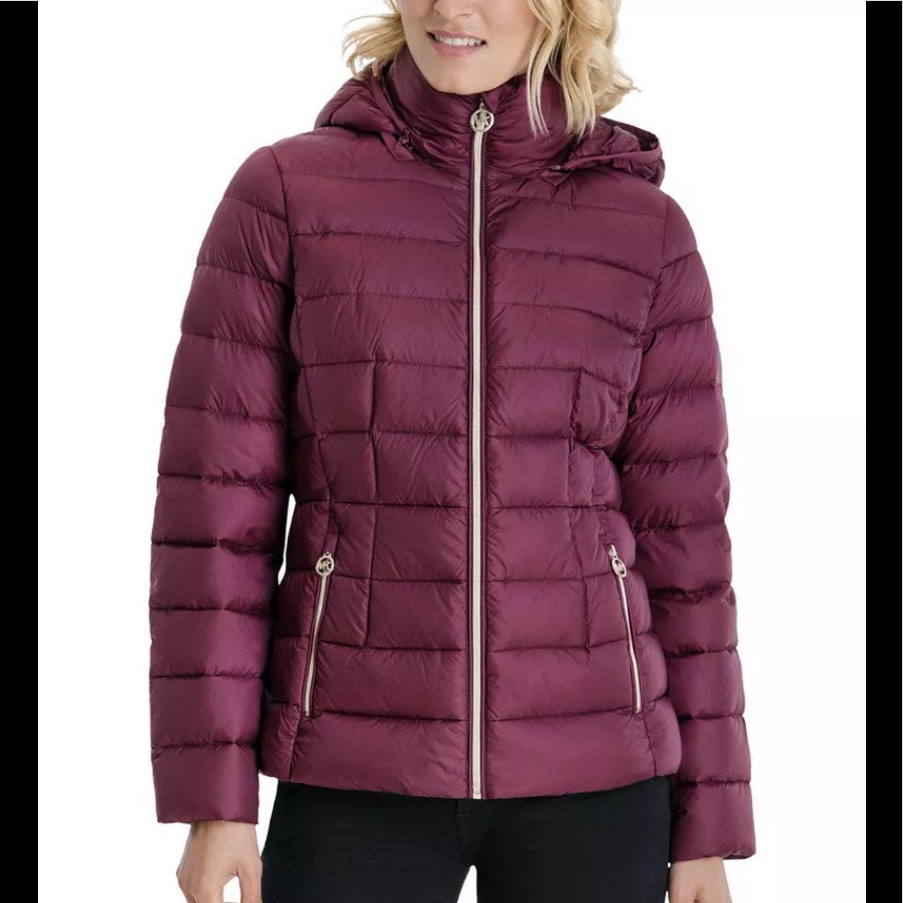 Michael Kors Packable Down Jacket Puffer Dark Ruby